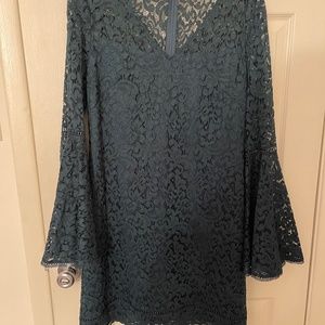 White House Black Market Forest Green Lace Dress Sz 12 Wedding Guest